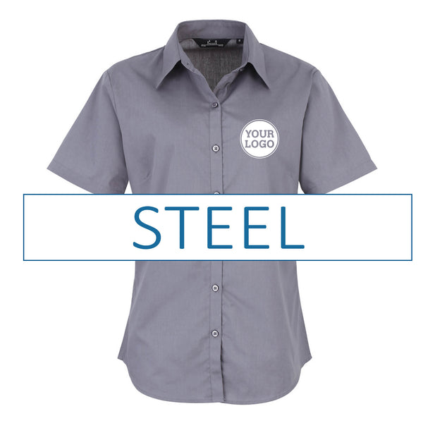 Ladies Short Sleeve Poplin Blouse