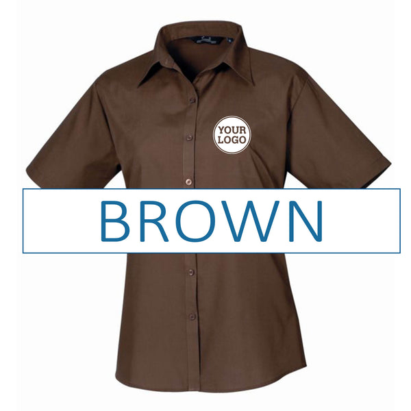 Ladies Short Sleeve Poplin Blouse