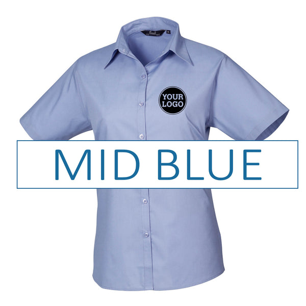 Ladies Short Sleeve Poplin Blouse