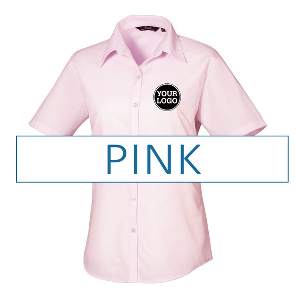 Ladies Short Sleeve Poplin Blouse
