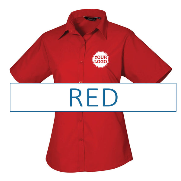 Ladies Short Sleeve Poplin Blouse